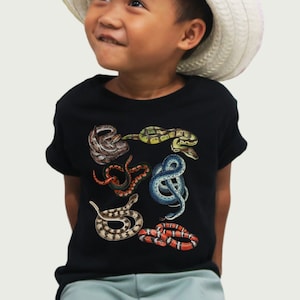 Snake Tee for Kids & Toddlers, Personalized Birthday Shirt, Realistic Snakes T-Shirt For Boys, Girls, Cottagecore Nature Kids, Reptile Tops