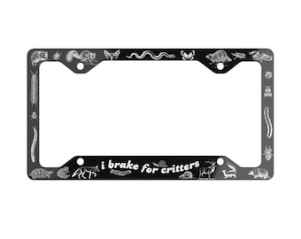 Marco para matrícula con freno para criaturas, accesorios para coche divertidos, en blanco y negro, antiatropellos, criaturas grandes y pequeñas