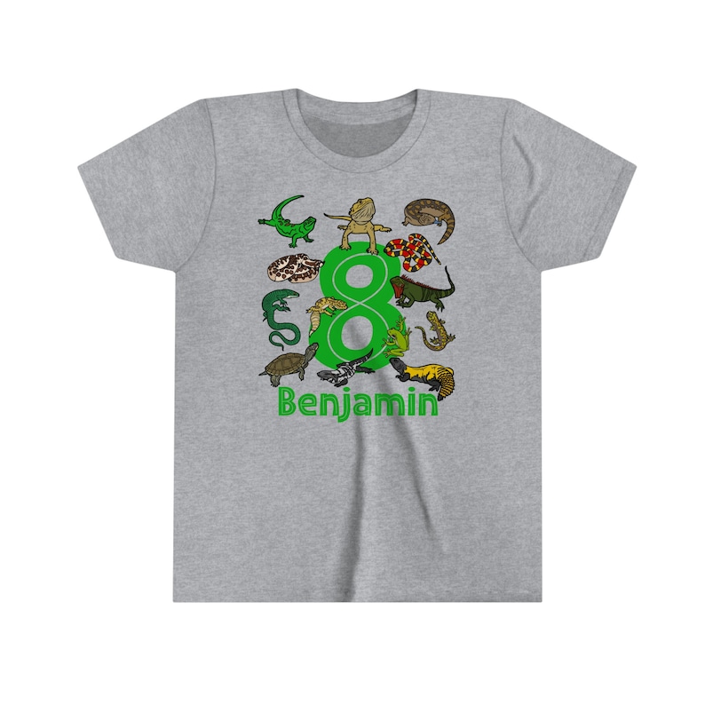 Reptil Geburtstag Shirt für Kinder Jugend und Kleinkind Sizing - Reptil-Liebhaber Geburtstags-Geschenke Athletic Heather