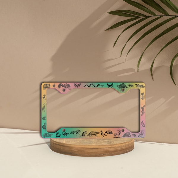 Cute Critters and Bugs License Plate Frame, Be Kind To All Kinds, Animals Car Accessories, Support Nature, Earth Day Gift Love All Creatures