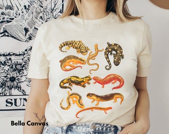 All Salamanders Tee for amphibian lovers, Cottagecore Clothing, Watercolor Cute Salamander, Comfy Amphibian Shirts, Exotic Animal Gifts