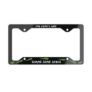 Black License Plate Frame, Funny Frog Car Truck Vanity Tag, Gimme Some Space Humor, Amphibian Green Frog Car Decor