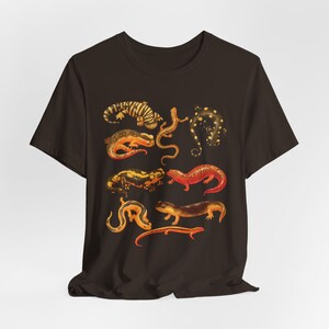 All Salamanders T-Shirt, Cottagecore Clothing, Watercolor Cute Salamander, Cozy Amphibian Shirt, Exotic Animal Lover Gift, Tiger Salamander Brown