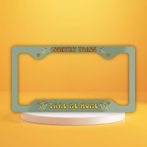 Retro License Plate Frame Country Toads Take Me Home, Green Sage Funny License Frame, Frog Toad Car Accessories, Gift New Car Frame Cover
