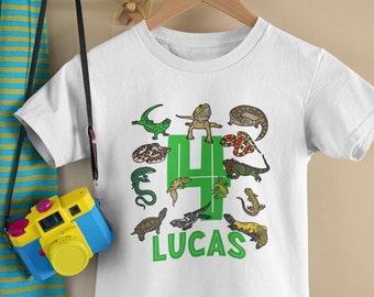 Personalized Birthday Shirt, Custom Name Reptile Party Tee for Kids, Youth Birthday Gift,