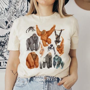 Ape Orangutan Short Sleeve Tee Shirt, Chimpanzee T-Shirt, Gorilla Birthday Gift, Primate Lover Unisex Jersey Shirt, Animal Graphic Tee