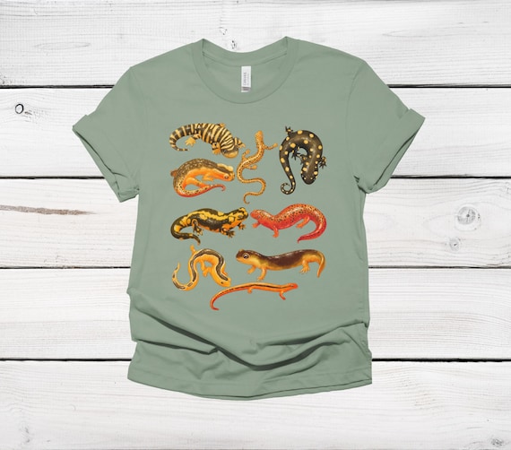 All Salamanders T-Shirt, Cottagecore Clothing, Watercolor Cute Salamander, Cozy Amphibian Shirt, Exotic Animal Lover Gift, Tiger Salamander