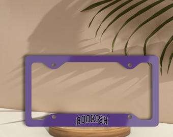 Bookish Front Purple License Plate Frame, Vanity Tag Frame, License Plate Cover, Book Lover Gift, Book Birthday, Book Vibes Car Accessory