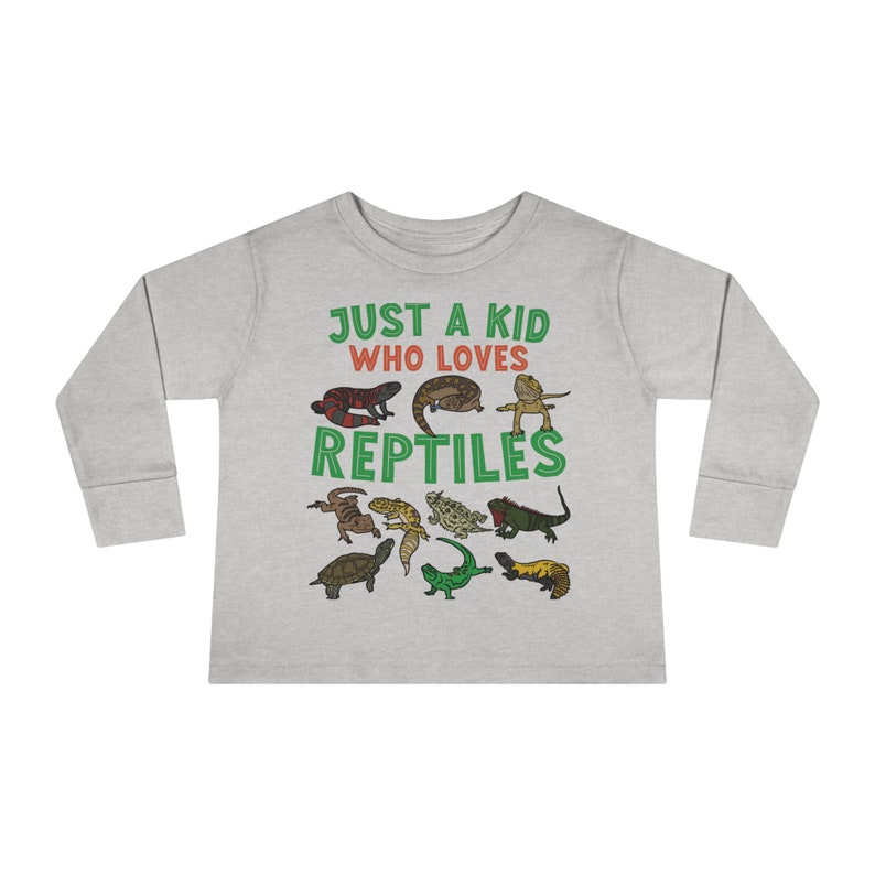 Toddler Reptile Shirts, Long Sleeve Lizard Shirts Just A Kid Who Loves Reptiles Shirts - Kids Youth Sizing - Reptile Lover Child T-Shirts Heather