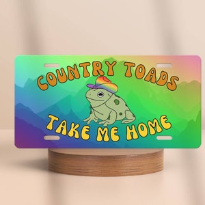 Cowboy Frog Front License Plate - Country Frog Truck Tag - Funky Western Frog Gift, Country Toads Take Me Home - Funny LGBTQZ Frog Car Gift
