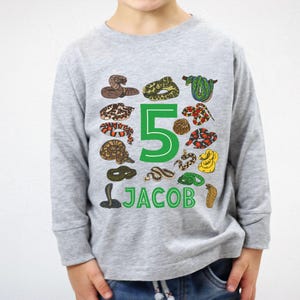 Long Sleeve Snake Birthday Shirt Kids Youth and Toddler Sizing - Snake Lover Birthday Gifts - Snake Party T-Shirts for Boys and Girls