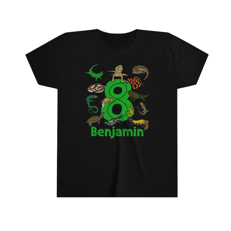 Reptil Geburtstag Shirt für Kinder Jugend und Kleinkind Sizing - Reptil-Liebhaber Geburtstags-Geschenke Black