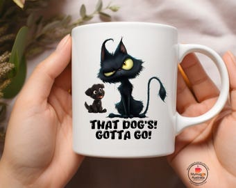 Funny Black Cat Coffee Mug: Cat Lover Gift