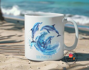 Dolphin Trio Kaffemugg: Havsliv Keramisk Mugg