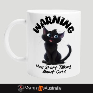 Funny Black Cat Coffee Mug, Cat Lover Gift, Cute Cat Coffee Cup for Home or Office, Animal Themed Mug, Cat Mom Dad Gift