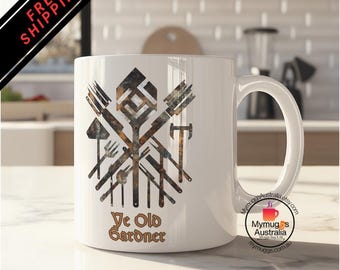 Vintage Gardening Tools Coffee Mug: Gift for Gardeners