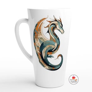 Dragon Mug, Latte Coffee Mug,Dragon Lovers Gift,Dragons On Mugs.