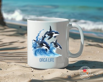 Orca Whale Coffee Mug, Sea Life Ocean Theme, Orca Lovers Gift