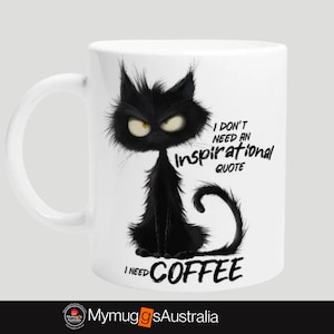 Funny Black Cat Coffee Mug, Cat Lover Gift, Cute Cat Coffee Cup for Home or Office, Animal Themed Mug, Cat Mom Dad Gift