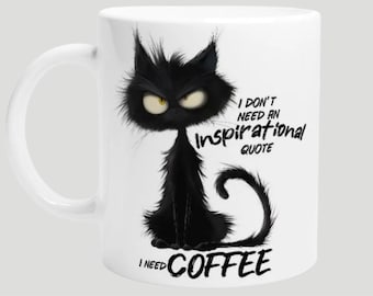 Funny Black Cat Coffee Mug: Cat Lover Gift