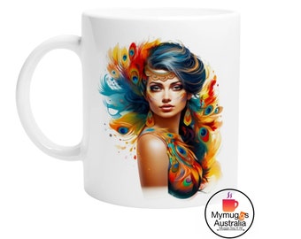 Peacock Indian Mug,Coffee Mug,Unique Mug,Gift Mugs,Indian Style,