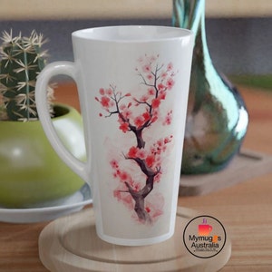Cherry Latte Mug Janpanese Mug,Cherry Blossum Mug,Latte Mugs,Gift MugsJapanese print,Christmas Gift