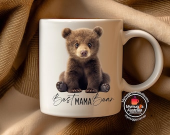De beste mama cadeau koffiemok / theebeker wit met roze embleem - 300