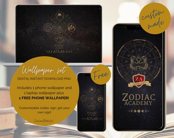 Zodiac Academy inspired wallpapers| Instant download Star sign Astrology phone Laptop Screensaver Background Atlas Booktok Acotar Gemini