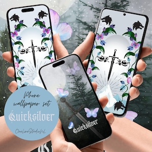 Zestaw tapet na telefon inspirowany Quicksilverem| Natychmiastowe pobieranie telefonu Tło Booktok Kingfisher Saeris Brimstone Bookish Quicksilver książka