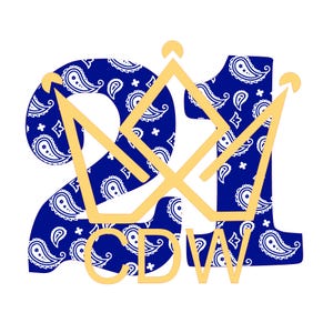 Number 21 with bandana patterns SVG PNG digital download