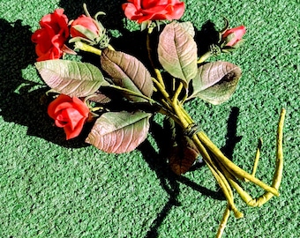 Dusty Rose 5 stelen 10" kunstmatig kunstmatig decoratief boeket bruiloft EUC