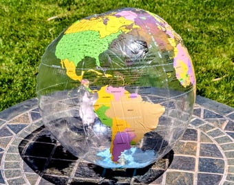 VTG Best Western ballon de plage gonflable carte globe terrestre 13" jouet d'apprentissage de piscine NSA