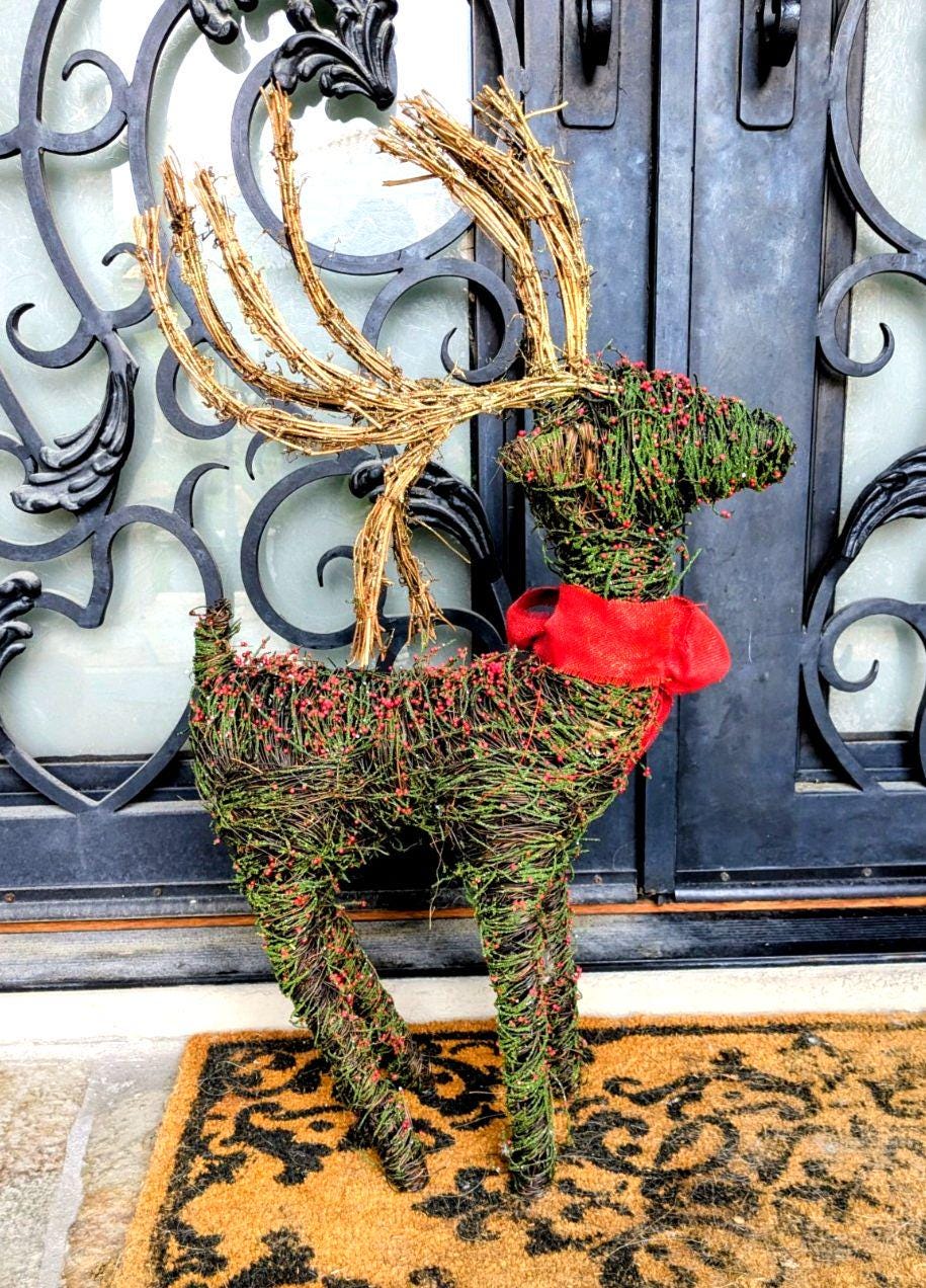 Rattan Reindeer Outdoor Decor - Etsy
