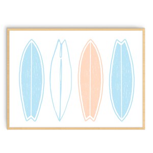 Art mural planche de surf imprimable | Décor de planche de surf | Décor de pépinière de surf | Téléchargement numérique Beachy Wall Art | Décoration murale de planche de surf Art imprimable
