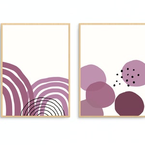 Purple Abstract Art Prints | 2 Piece Wall Art Lavender Poster Gallery Wall Prints | Lavender Nursery Art Set Of 2 Prints | Printable Art