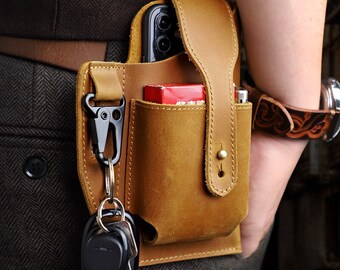 Genuine Leather Men's Sports Running Pocket Mobile Phone Waist Bag Fanny Sport Women Lipstick Waist Bag Boy's Belt Bags Key Cigar Case