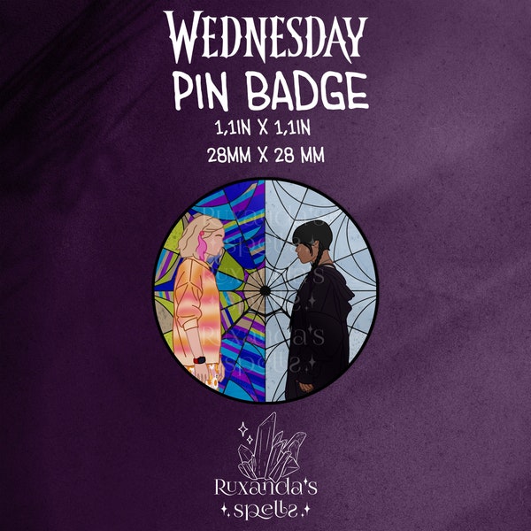 Wednesday & Enid window pin badge - Nevermore academy - Wednesday Addams - Wednesday pin badge