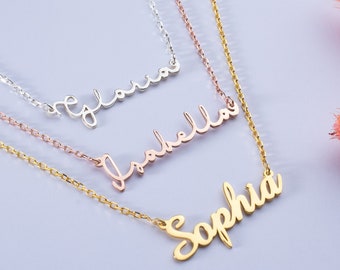 14k Gold Name Necklace, Custom Name Necklace, Personalized Gift for Her, Nameplate Necklace, Necklace for Women, Dainty Name Necklace