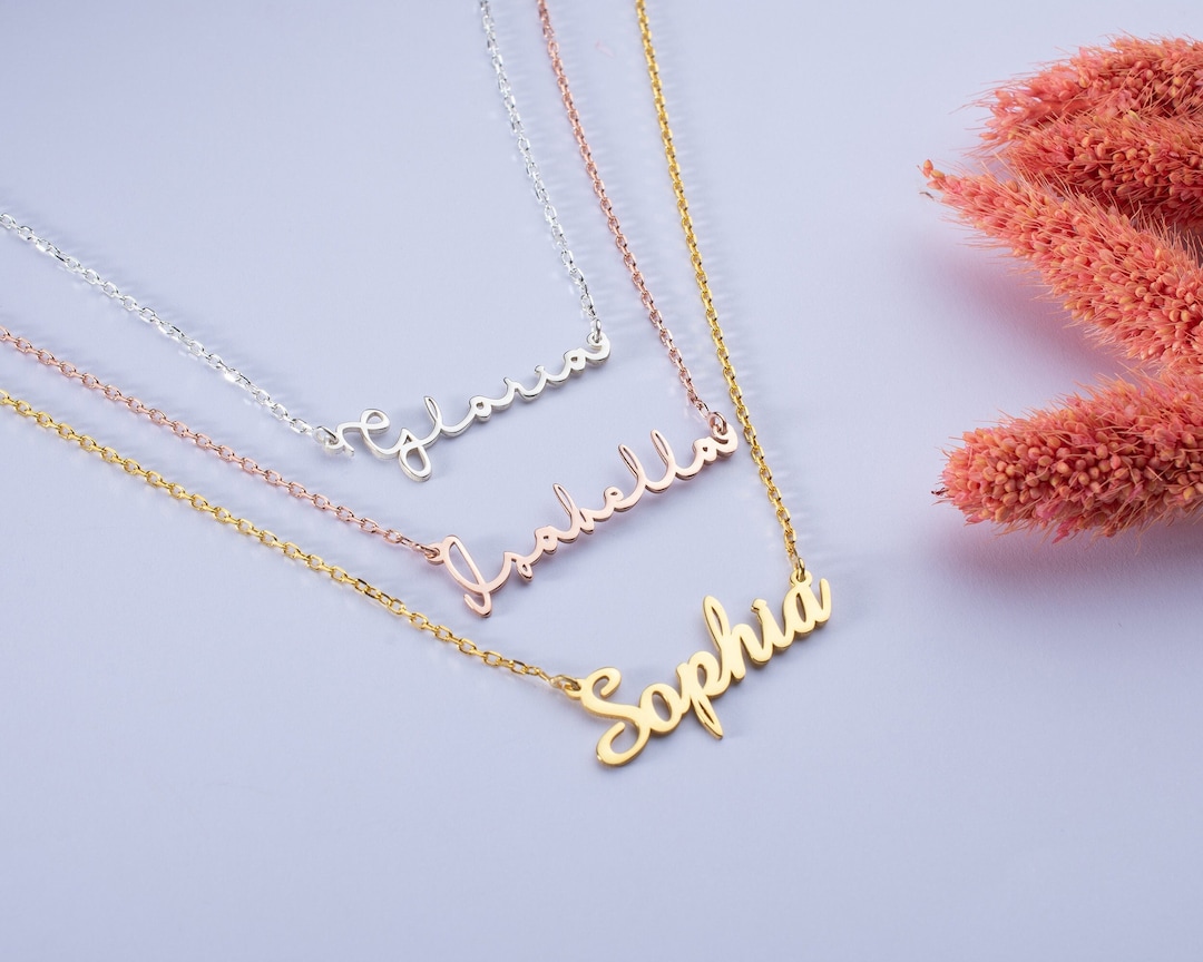Yellow Gold 14k Gold Carrie Necklace Gold Personalized Name