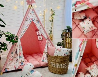 Princess Pink Teepee: Kids Playhouse Tent with Fairy Print