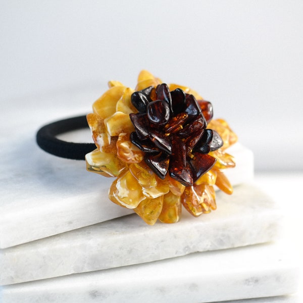 Hair tie from natural amber for women, perfect gift | Natural Baltic amber hair accessories | Handmade jewelry | Amber jewelry