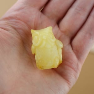 Hand carved natural Baltic amber owl figurine for home decor or perfect a housewarming gift | Amber figurines | Owl home decor |