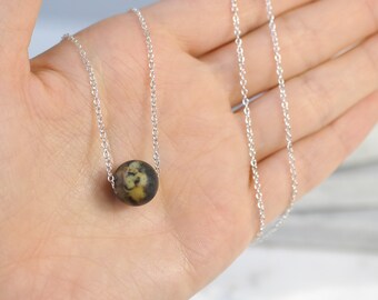 Natural Baltic amber ball pendant | Women round silver pendant | Unique handmade Baltic amber jewelry | Gift for women | Dog face pendant