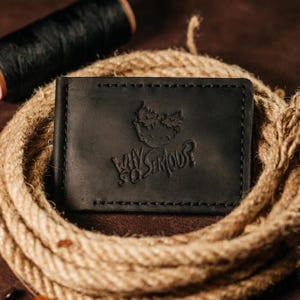 Billetera de cuero hecha a mano con clip para billetes para hombre, color negro con el Joker en relieve, regalo clásico personalizado
