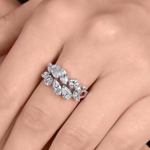 Multi-Shape Diamant Band - 2.65 CT Lab-Grown | Birne, Rund, Marquiseschnitte | 10K 14K 18K Massiv Gold | Einzigartige stapelbare Ring