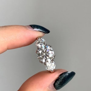2.70 Carat Round Cut Lab Diamond Three Stone Engagement Ring | Solid Gold | Classic Trilogy Ring | Timeless Bridal Jewelry