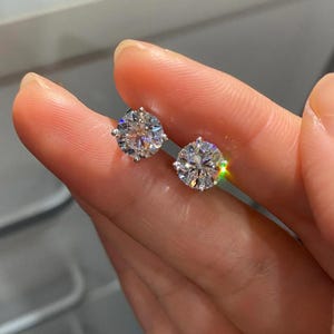 Round Cut Lab Diamond Stud Earrings | 1.5 Carat Each | Custom Gold Options in 10K 14K 18K | Rose White Yellow Gold | Gift for Her