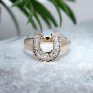 Stackable Horse Shoe Lab Diamond Wedding Band / Unique Stackable Diamond Band / Diamond Horse shoe Ring / Anniversary Gift