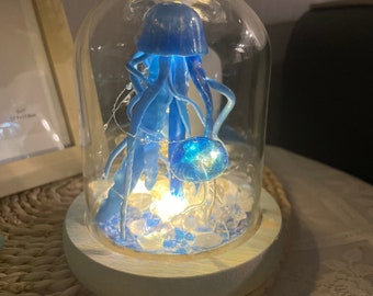 Jellyfish Night Light, Jellyfish Light, Handmade Light, Ocean Lamp,Personalized Birthday Gifts lights, Glass Dome Light, Personalized Gift