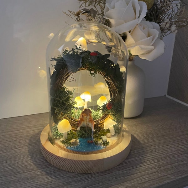 Magische handgemaakte lamp met kat vissen paddestoellamp schattige fee lamp thuis kamer decor unieke cadeaus voor kinderen kerstverjaardag